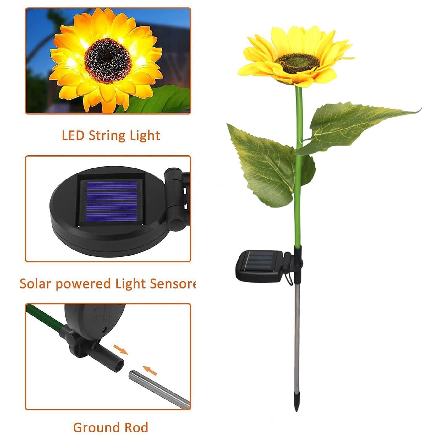 LED Solar Sunflower Light for Home Decorative Waterproof (Pack of 1)